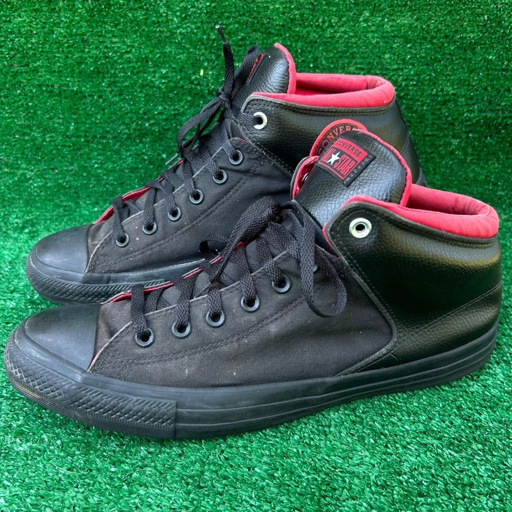 Converse Chuck Taylor All Star High Street Black Red Mens 13 14883C Mid‎ Top - Picture 2 of 8